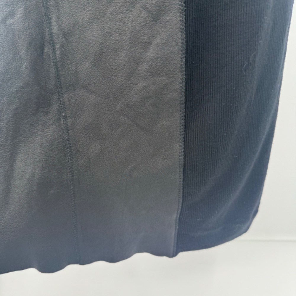Barneys New York Dress Women 6 Black Leather Panels Sleeveless Bodycon Mini - Picture 6 of 12